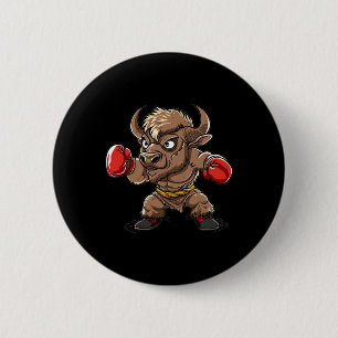 Schattig kickboksen Bison I Kinderen Bison  Ronde Button 5,7 Cm