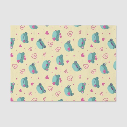 Schattig kikkerliefdeshartpatroon Valentijnsdag Tissuepapier (Voorkant)