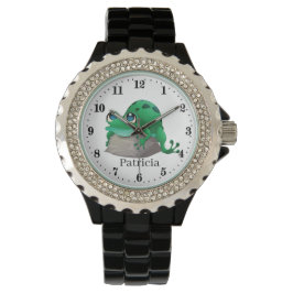 schattig kikkerliefje voegt naam toe horloge