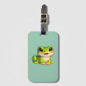 Schattig kikkerontwerp met grote ogen Kawaii Bagagelabel (Voorkant (verticaal))