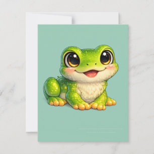 Schattig kikkerontwerp met grote ogen Kawaii RSVP Kaartje
