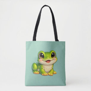 Schattig kikkerontwerp met grote ogen Kawaii Tote Bag