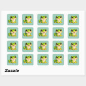Schattig kikkerontwerp met grote ogen Kawaii Vierkante Sticker (Vel)