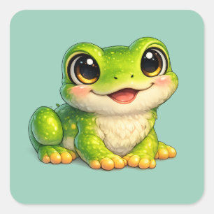 Schattig kikkerontwerp met grote ogen Kawaii Vierkante Sticker