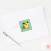 Schattig kikkerontwerp met grote ogen Kawaii Vierkante Sticker (Envelop)