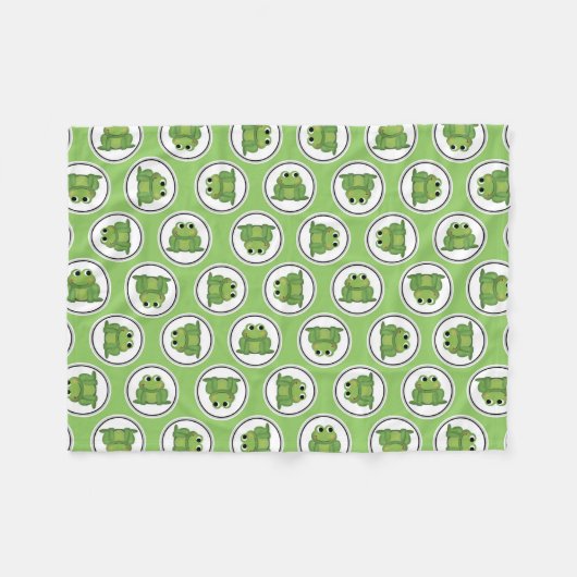 Schattig kikkerpatroon Apple Green Fleece Blanket (Voorkant (Horizontaal))