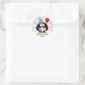Schattig Kind 1e Verjaardag Pinguïn Ronde Sticker (Tas)