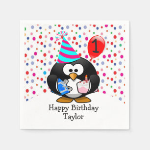 Schattig Kind 1e Verjaardag Pinguïn Servet