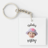 Schattig Kind Babyface Foto Kind Naam Moeder Sleutelhanger (Voorkant)