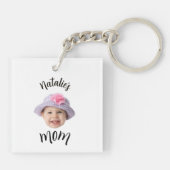 Schattig Kind Babyface Foto Kind Naam Moeder Sleutelhanger (Achterkant)