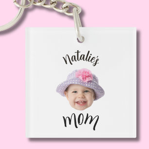 Schattig Kind Babyface Foto Kind Naam Moeder Sleutelhanger