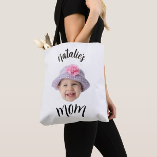 Schattig Kind Babyface Foto Kind Naam Moeder Tote Bag