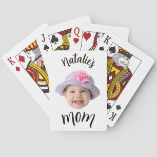 Schattig Kind Babygezicht Foto Kind Naam Moeder Pokerkaarten