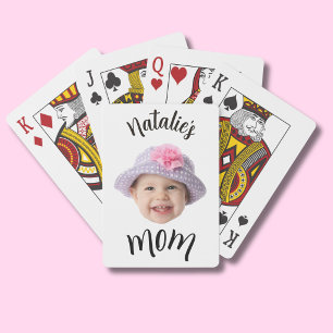 Schattig Kind Babygezicht Foto Kind Naam Moeder Pokerkaarten