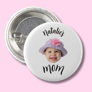 Schattig Kind Babygezicht Foto Kind Naam Moeder Ronde Button 3,2 Cm