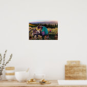 Schattig kind buiten met Poster speelgoed (Keuken)