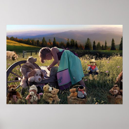 Schattig kind buiten met Poster speelgoed (Voorkant)