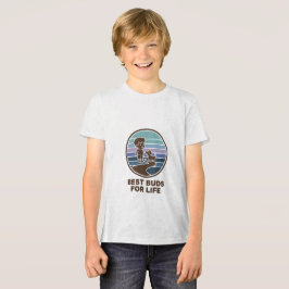 Schattig kind en puppy op een weg Tri-Blend shirt