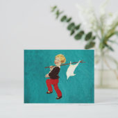 Schattig  kind met witte vlag op stok briefkaart (Staand voorkant)