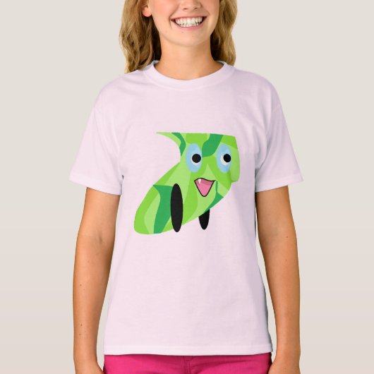 Schattig Kinder Art Design 2 Schattigee Groene Pup T-shirt (Voorkant)