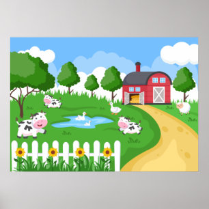 schattig kinder Boerderij Poster