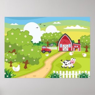 schattig kinder Boerderij Poster
