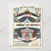 schattig kinder Carnaval Circus Show 1e Verjaardag Kaart (Voorkant)