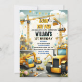 schattig kinder Eenvoudige bouwwagens 1e verjaarda Kaart (Voorkant)