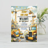 schattig kinder Eenvoudige bouwwagens 1e verjaarda Kaart (Staand voorkant)