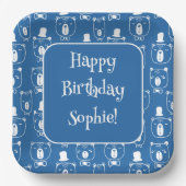 Schattig Kinder Gentleman Beer in Pet Blauw Papieren Bordje (Voorkant)