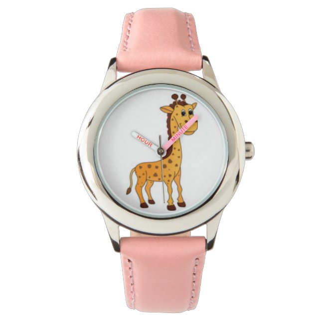 Schattig Kinder Giraffe ontwerp Horloge (Voorkant)