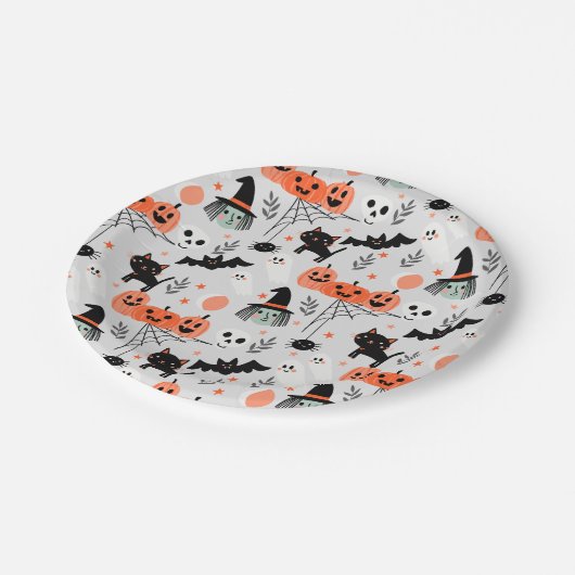 schattig kinder halloween papier bord grijs (Gekanteld)