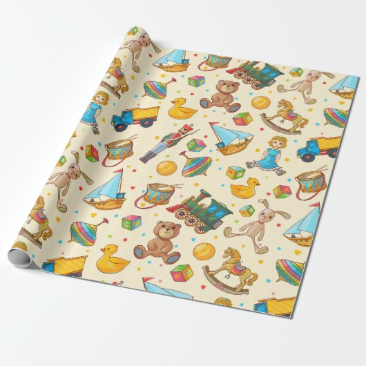 Schattig Kinder patroon Cadeaupapier (Uitgerold)