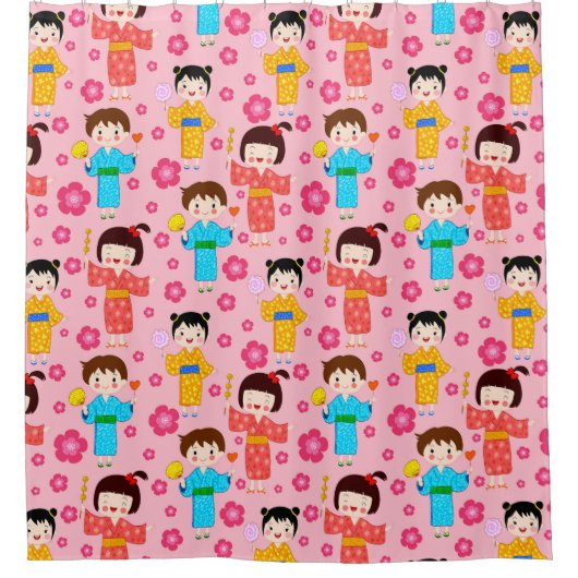 Schattig Kinder patroon Douchegordijn (Voorkant)