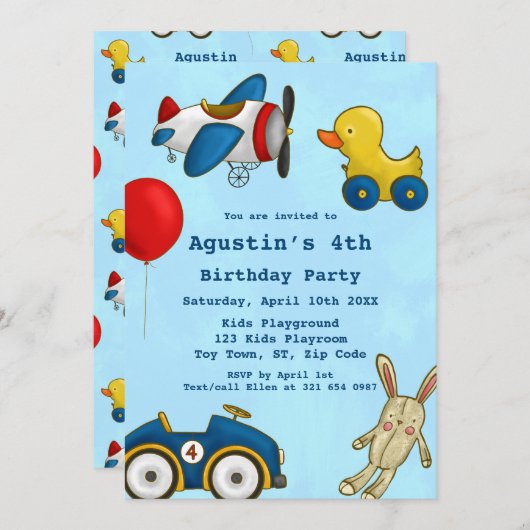 Schattig Kinder speelgoed verjaardagsfeestje Kaart (Voorkant / Achterkant)