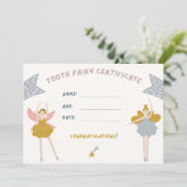 Schattig Kinderen Tand Fairy Certificaat Kaart (Staand voorkant)