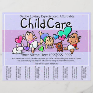 Schattig Kinderopvang Babysitting Day Care Scheurb Flyer
