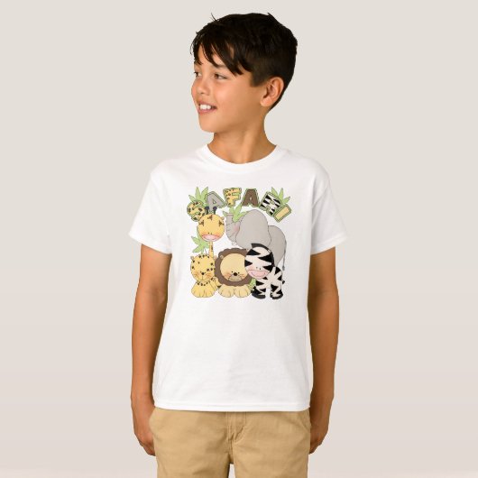 schattig kindershirt met safari-oerwouden t-shirt (Voorkant volledig)
