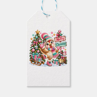 Schattig Kip Fijne Kerstmis Cadeaulabel