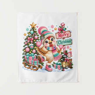 Schattig Kip Fijne Kerstmis Wandkleed