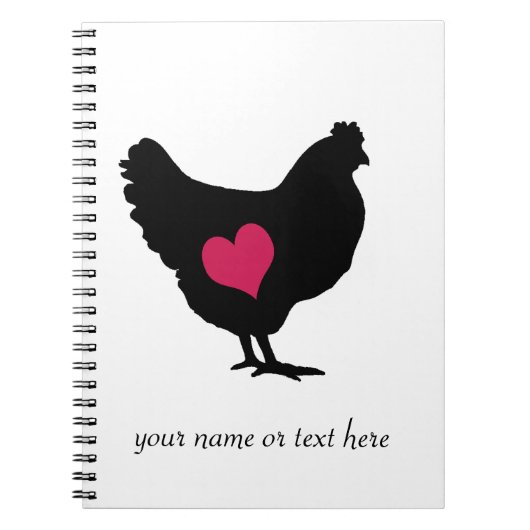 Schattig Kip met Roze Hart Notitieboek (Voorkant)