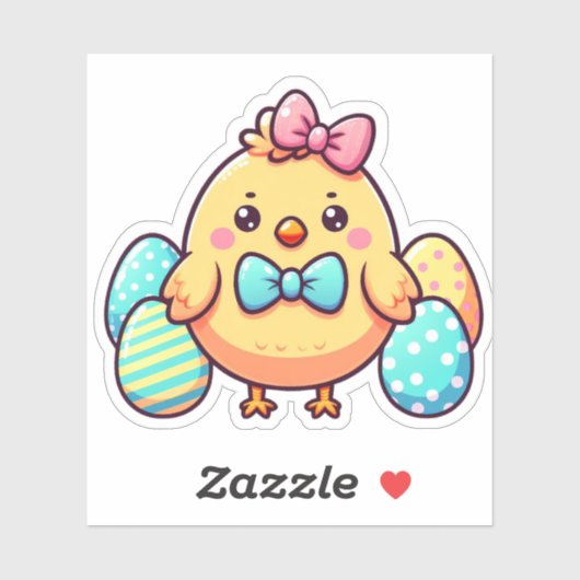 schattig kip sterven cut sticker (Vel)