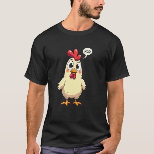 Schattig Kippen Moo Verwarring Grappig Ontwerp T-shirt (Voorkant)