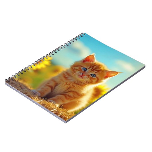 Schattig kippetje met rossig haar in een veld met  notitieboek (Linkerzijde)