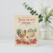 Schattig Kippetje Vintage Kip Valentijnskaart Feestdagenkaart (Staand voorkant)