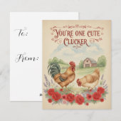 Schattig Kippetje Vintage Kip Valentijnskaart Feestdagenkaart (Voorkant / Achterkant)