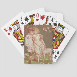 Schattig kitscherig vintage Valentijnsdag, kindere Pokerkaarten