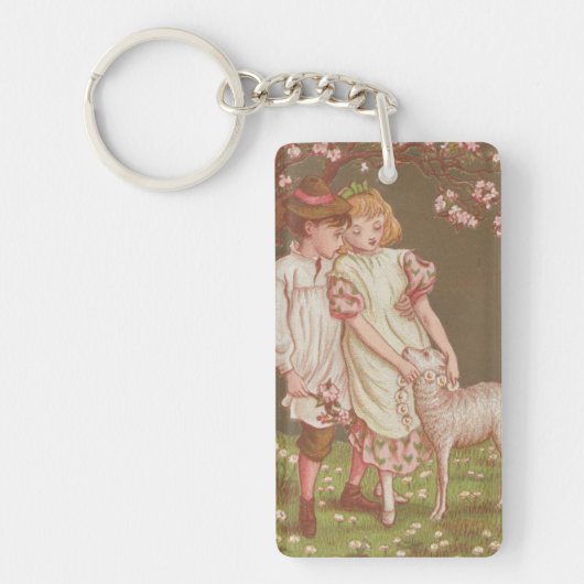 Schattig kitscherig vintage Valentijnsdag, kindere Sleutelhanger (Voorkant)