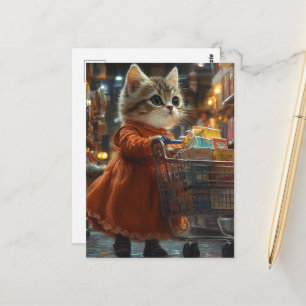 Schattig Kitten Boodschappen Doen Briefkaart