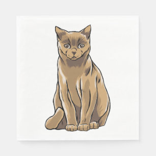 Schattig Kitten Bruine Kitty Cartoon Kat Servet